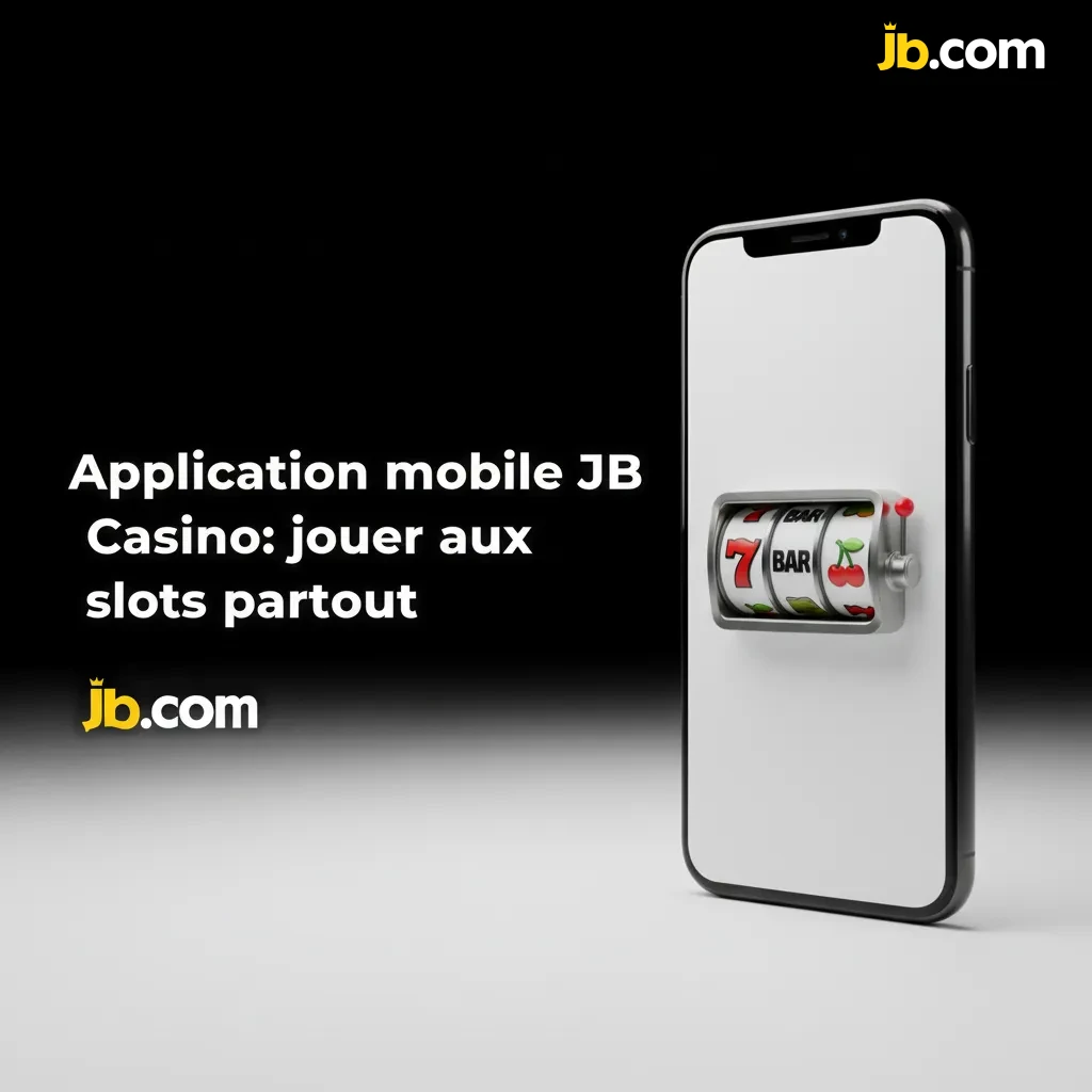Application mobile JB Casino affichant le lobby des machines à sous, menu bas, filtres, mises, Auto Play, portrait/paysage.