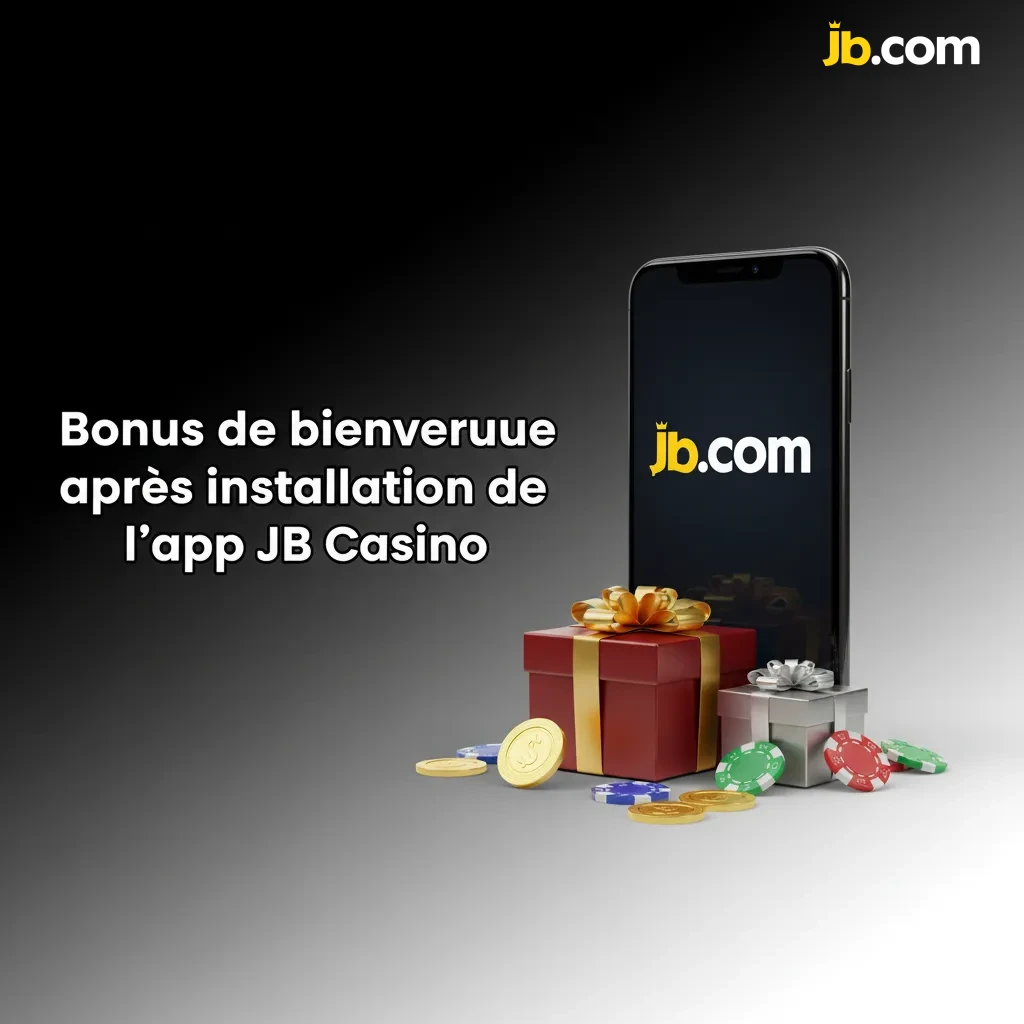 Visuel bonus de bienvenue après installation de l’app JB Casino: casino 12 000 $ + 250 tours; sports 8 000 $. Conditions.