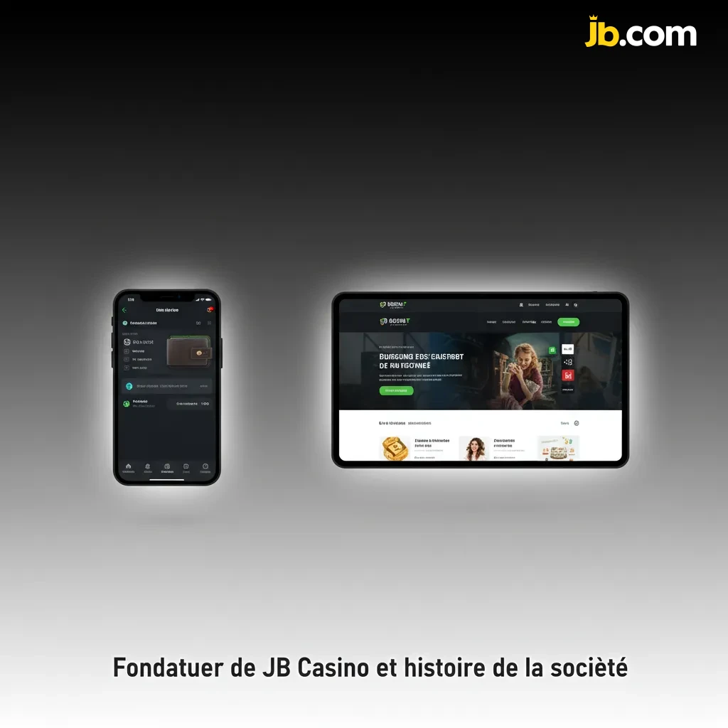 Portrait du fondateur de JB Casino avec logo, drapeau belge et mention de la licence CjH