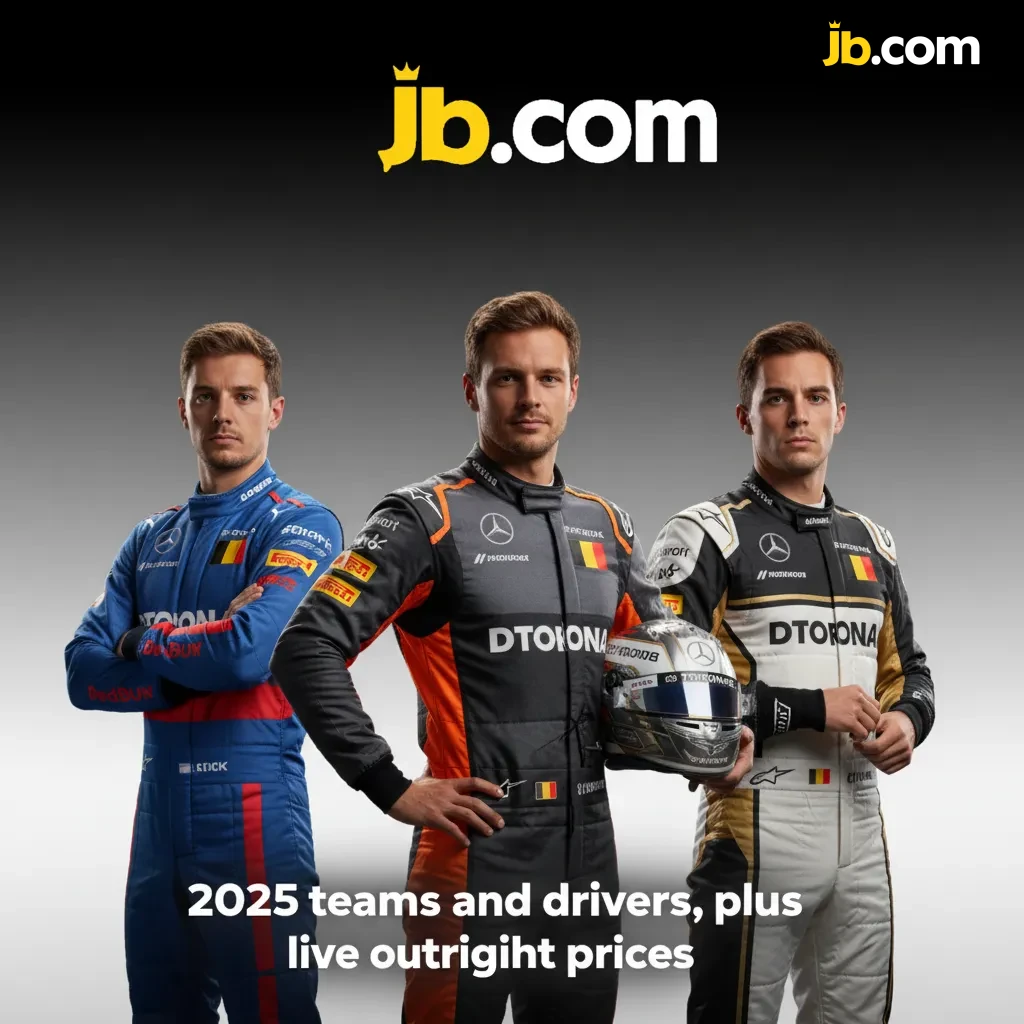 Table: provisional 2025 F1 teams and drivers with live championship odds; several seats TBC.