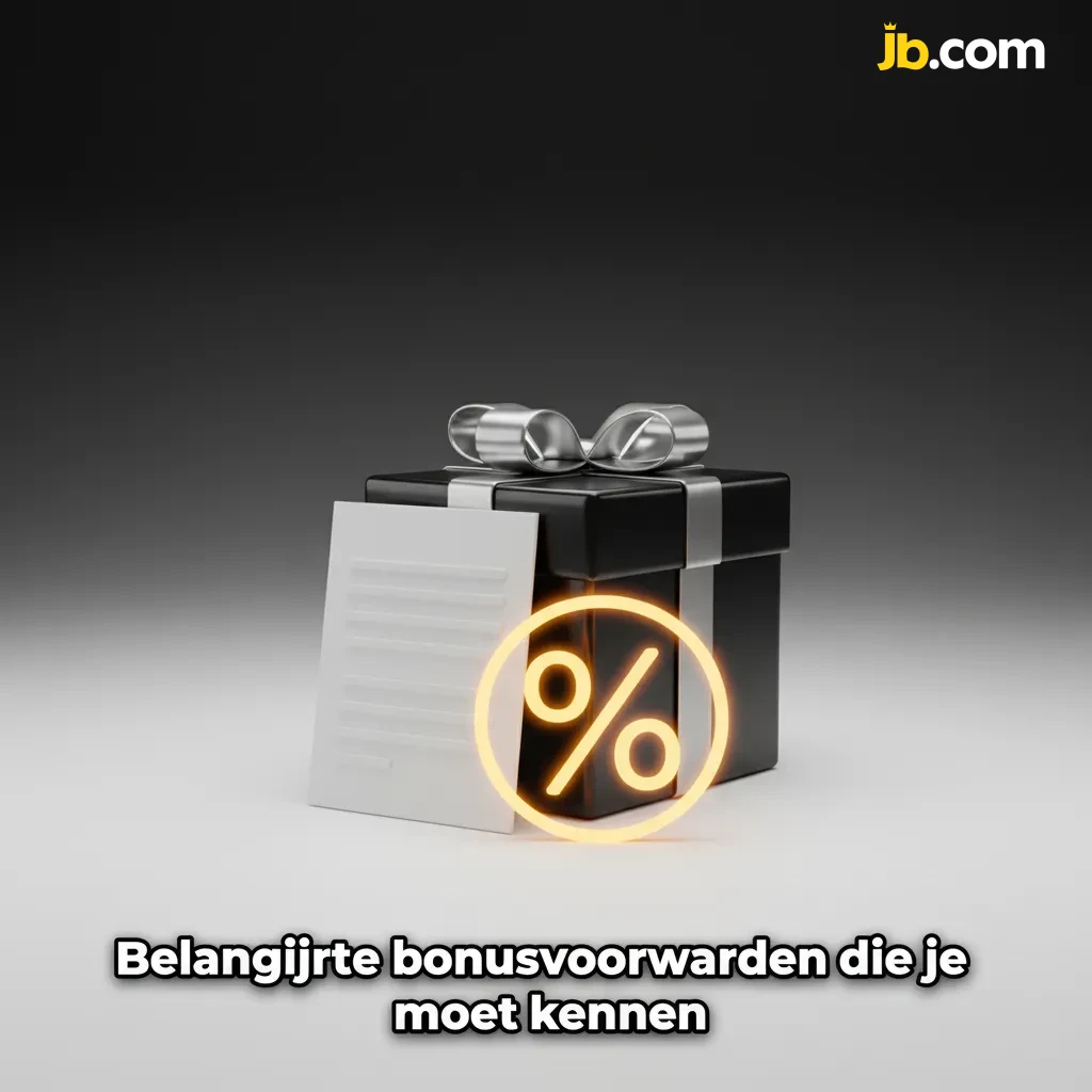 Infographic over JB Casino bonusvoorwaarden: 21+ in België, verificatie, 1 bonus, inzetvereisten, 30 dagen, speel verantwoord