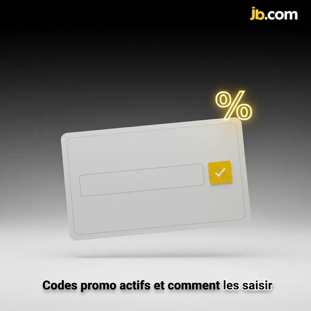 Guide des codes promo: champ de saisie au dépôt, codes JBSTART, JBCASINO, JBSPORT et étapes pour activer le bonus.