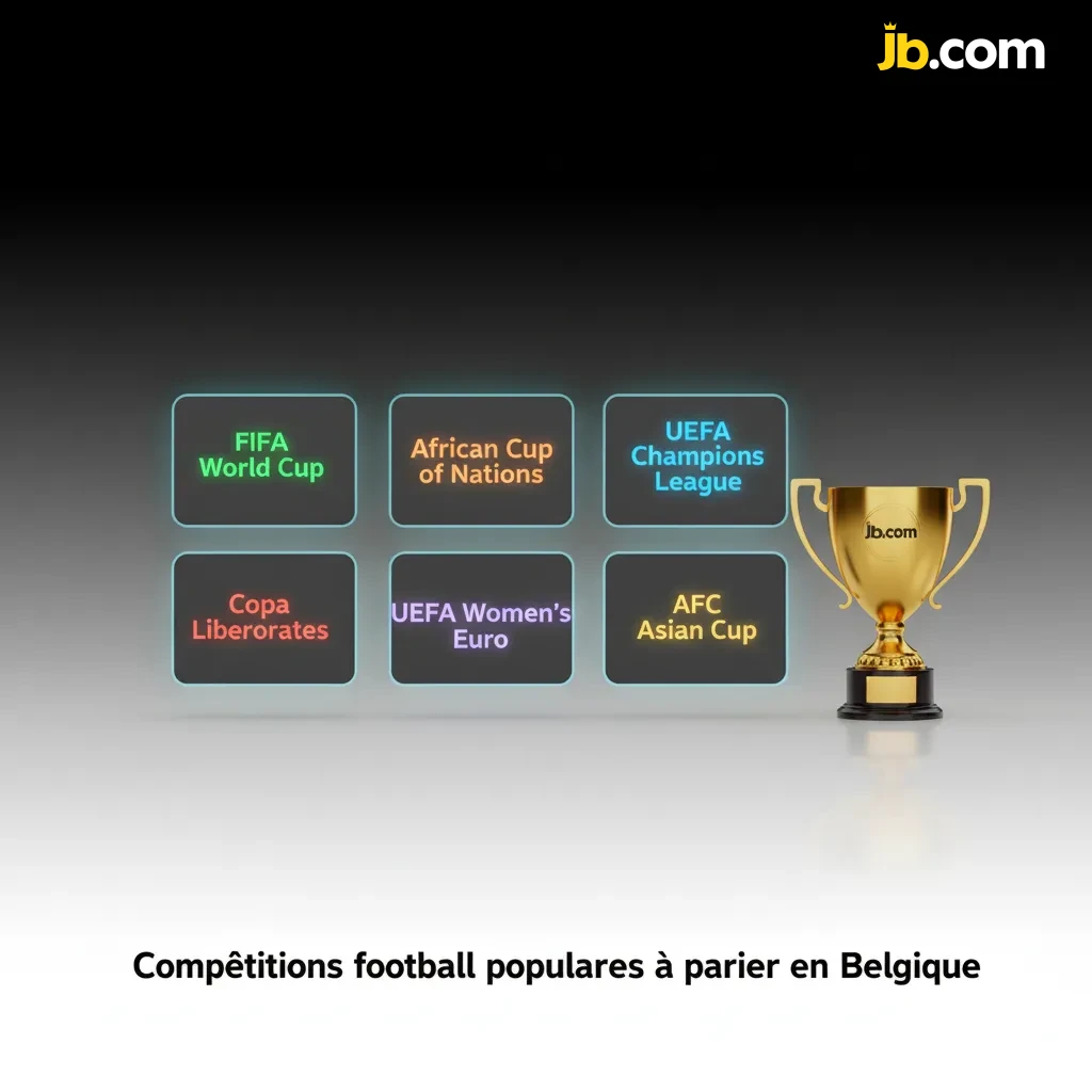 Logos des compétitions de football populaires à parier en Belgique, internationales et locales, avec cotes en direct.