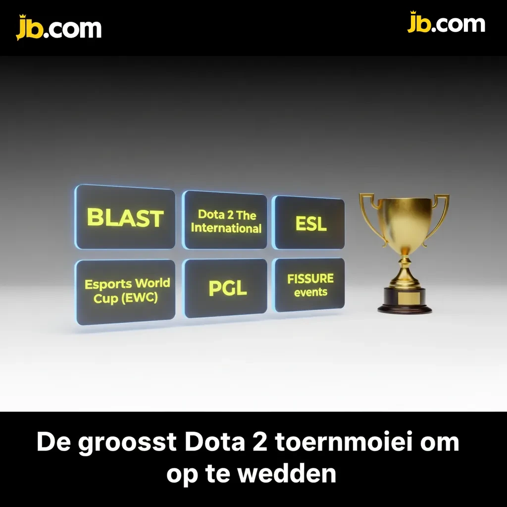 Overzicht van grote Dota 2-toernooien om op te wedden: TI, BLAST, ESL, EWC, PGL en FISSURE, met focus op schema en vorm.