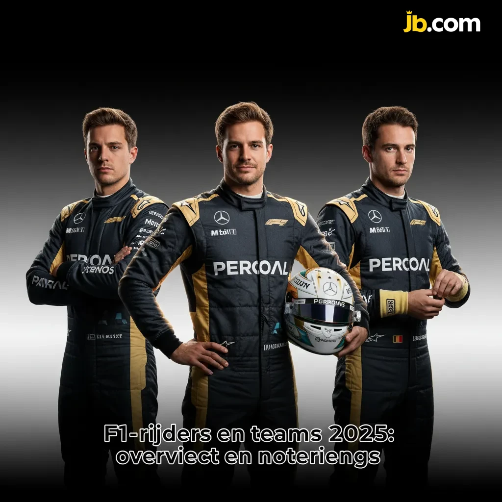 Tabel met verwachte F1-teams en rijders 2025; o.a. Red Bull (Verstappen/Pérez), Ferrari (Leclerc/Hamilton). Noteringen live.