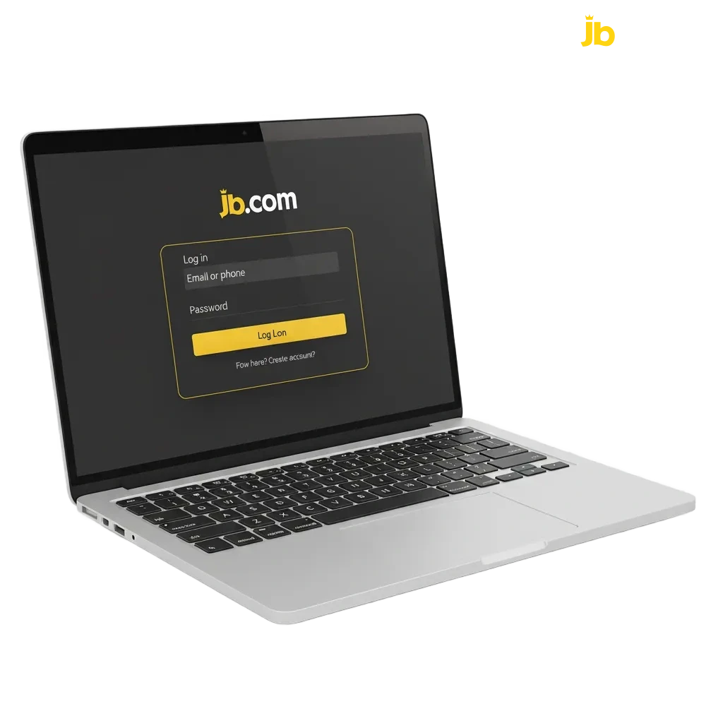 JB Casino login screen with email/username, password, and 2FA prompt for verified Belgian players.