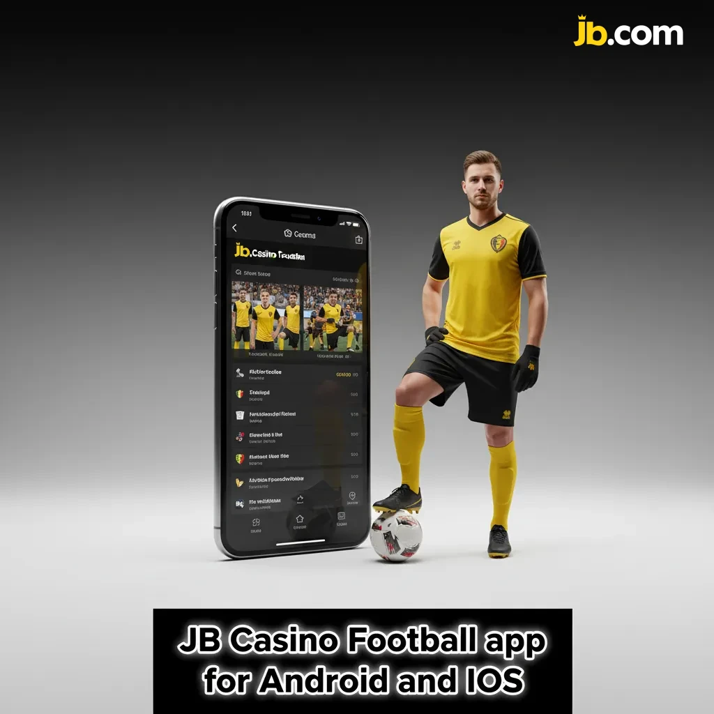 JB Casino Football app for Android and iOS showing live markets, quick bet slip, Cash Out, secure payments.