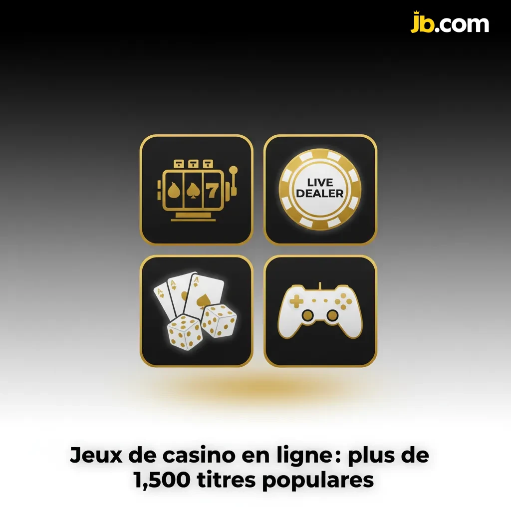 Interface de casino en ligne avec 1 500+ jeux: machines à sous, jackpots, roulette, blackjack, baccarat et jeux en direct
