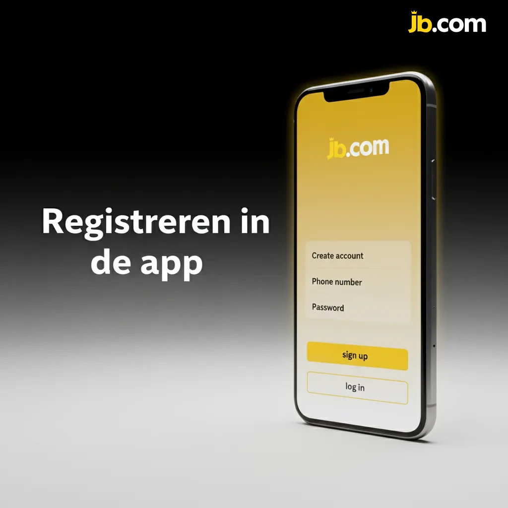 Stappen voor registreren in de app: e-mail en wachtwoord, persoonsgegevens, speellimieten, ID-verificatie, 2FA.