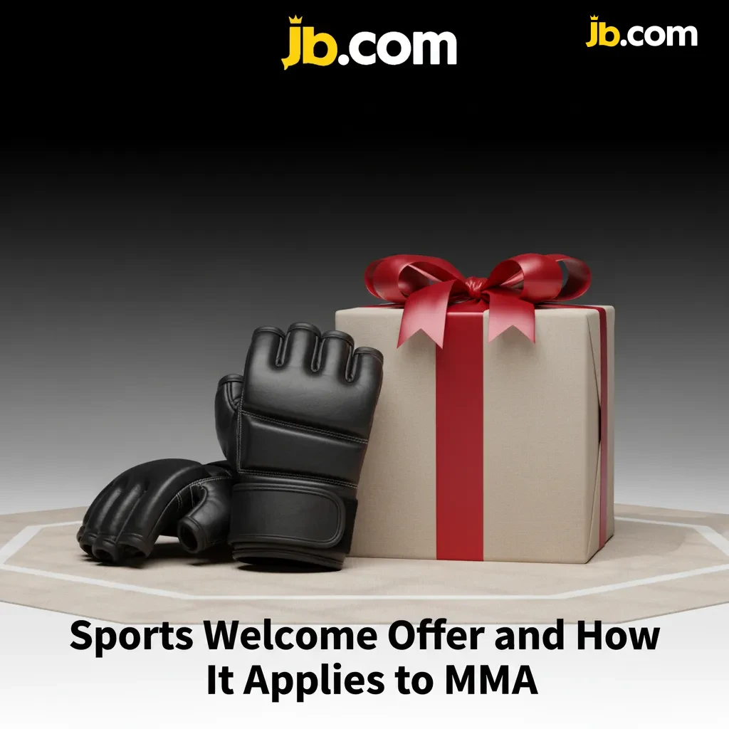 JB Casino banner: Sports welcome offer for MMA with gloves artwork; free bet, price boosts, and acca insurance mentioned.