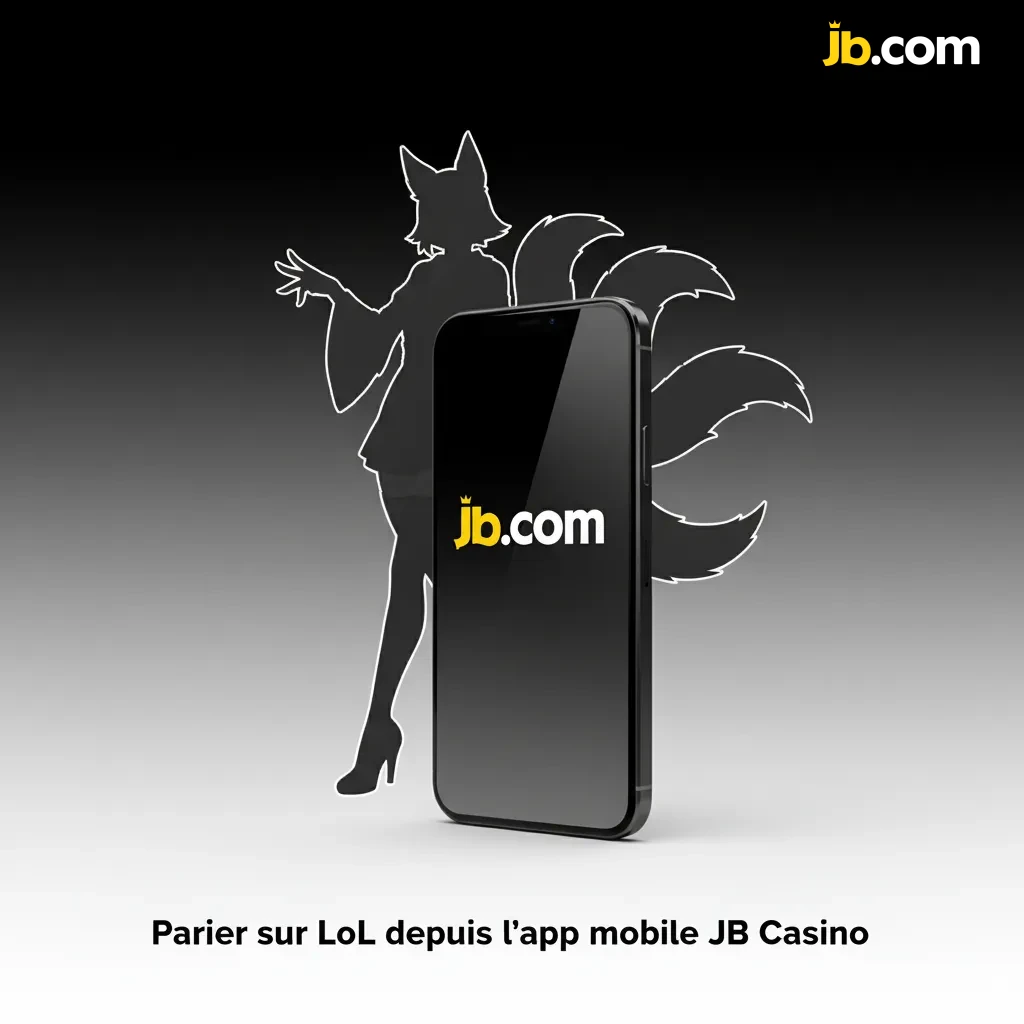 Écran de l’app mobile JB Casino montrant des paris LoL en direct, cotes et bouton pour valider une mise.