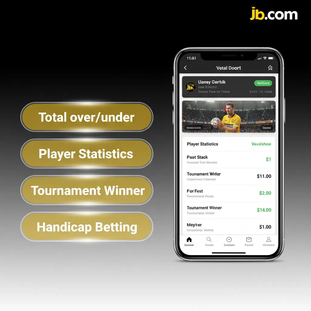 Grafiek met soorten weddenschappen in JB Casino app: Single Accumulator (Aziatische) Handicap Over/Under Both Teams to Score