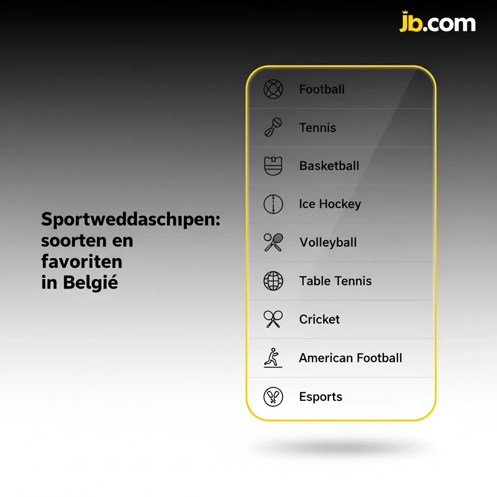 Collage van Belgische sportweddenschappen: voetbal, wielrennen, tennis, basketbal en F1 met live- en prematch-odds.