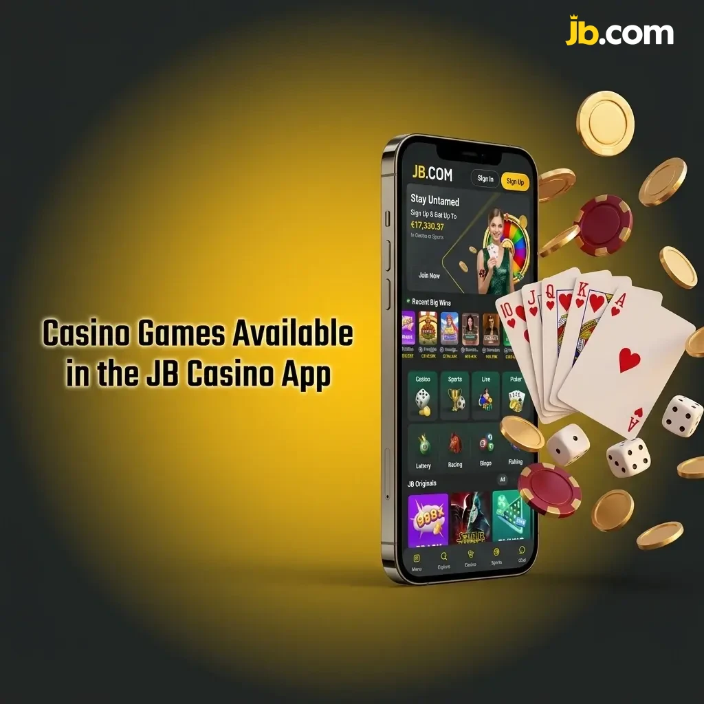 Casino games available in JB Casino app including slots, roulette, and blackjack from Pragmatic Play, NetEnt, and Evolution Gaming