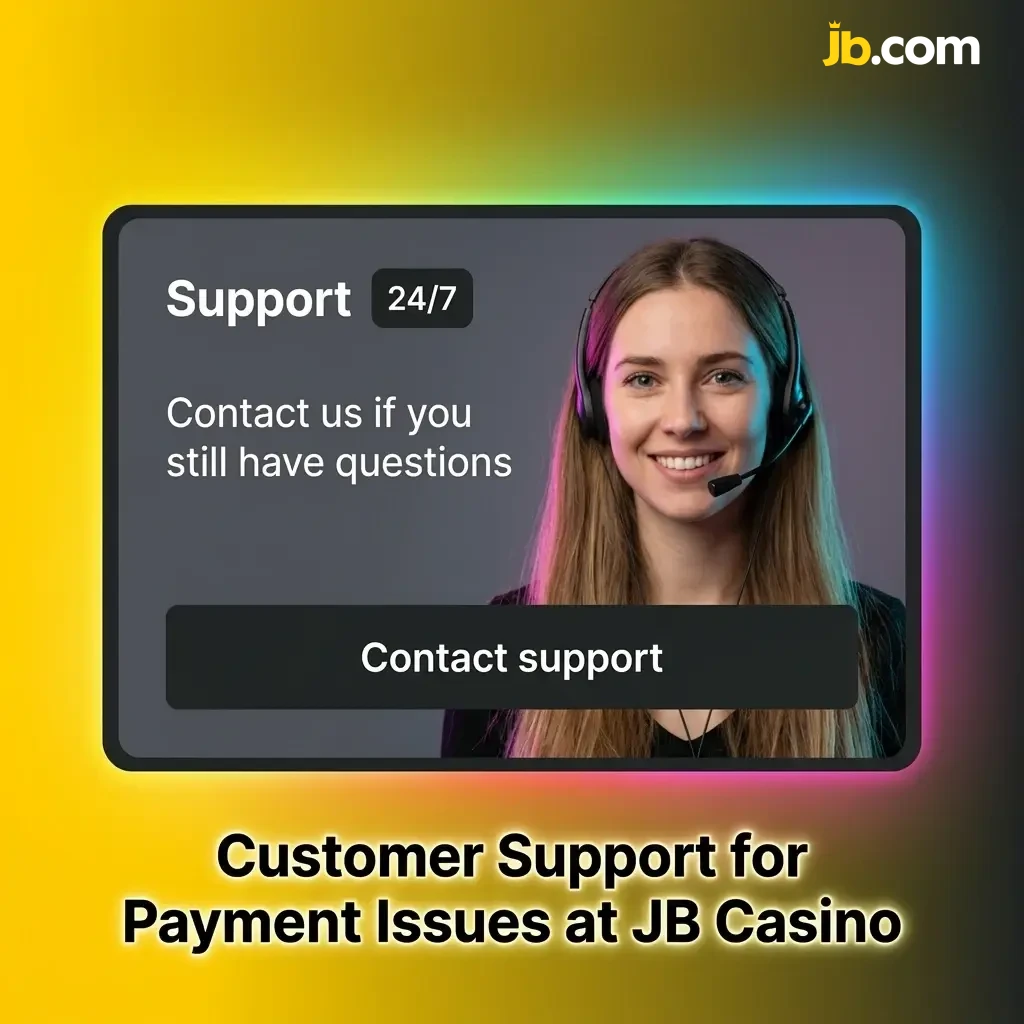 JB Casino customer support options for payment issues including live chat, email, and FAQ help centre available 24/7