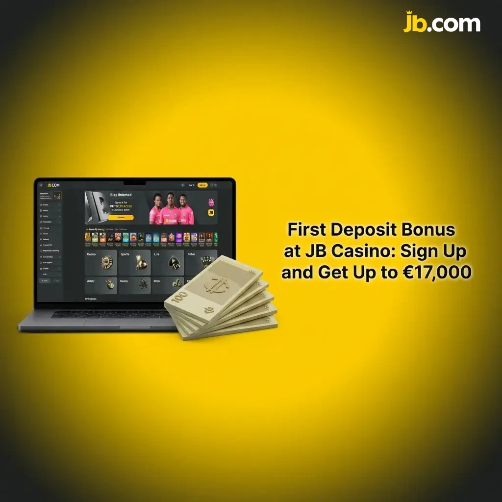 JB Casino first deposit bonus Belgium offering up to €17,000 for casino games and sports betting with €10 minimum deposit
