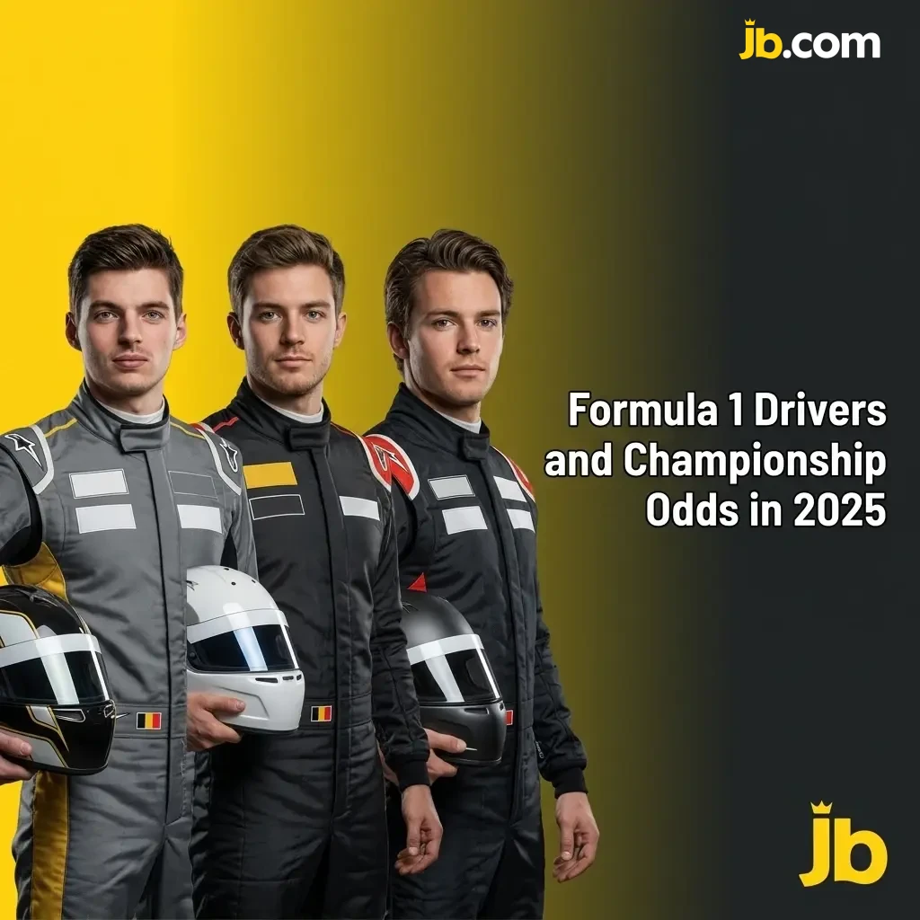 2025 Formula 1 drivers lineup by team with championship odds, featuring Verstappen, Hamilton, Norris and more