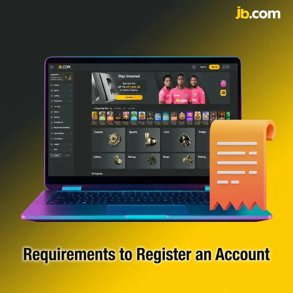 JB Casino account registration requirements including age verification, Belgian residency, and valid personal information for compliance.