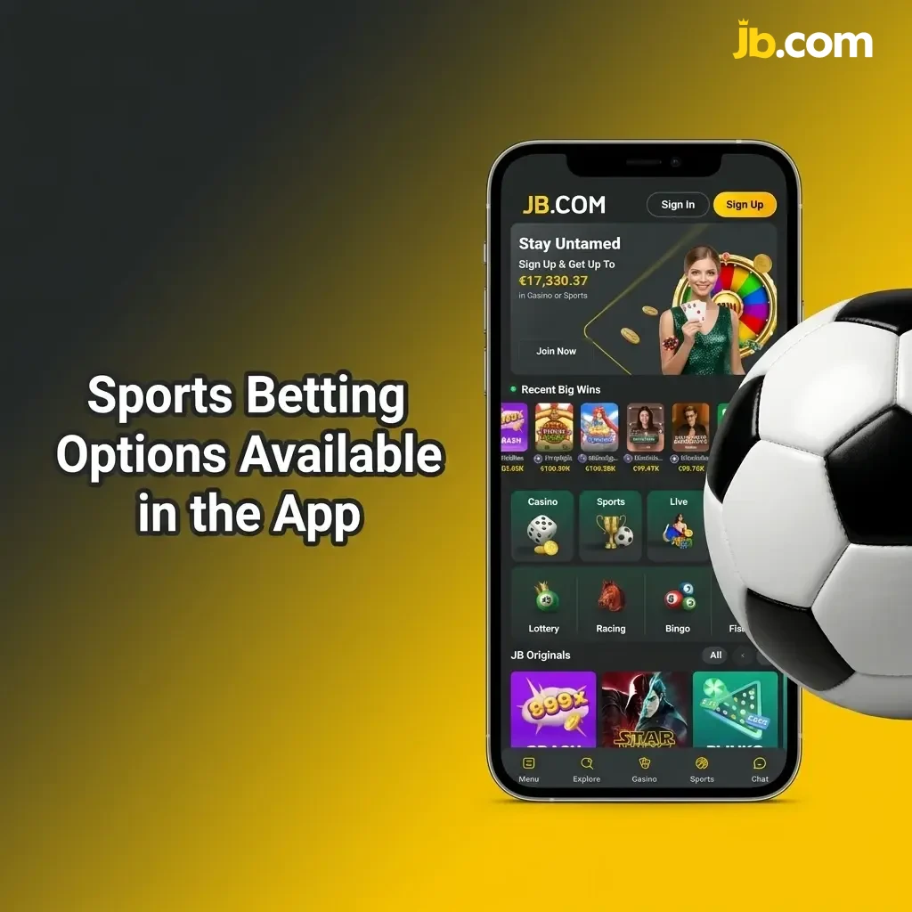 JB Casino app sports betting options including football, tennis, basketball, cycling, esports and more markets