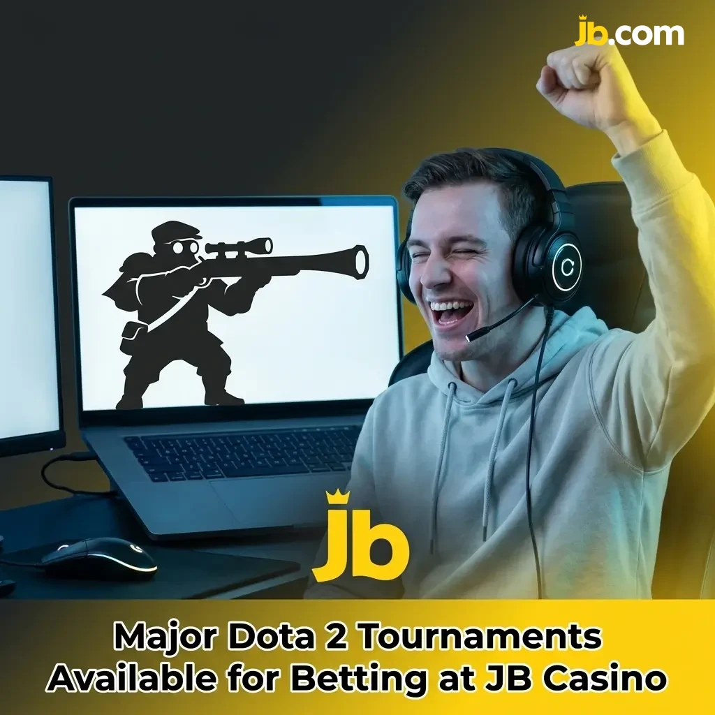 Major Dota 2 tournaments for betting at JB Casino including The International, ESL, BLAST, PGL, and EWC events