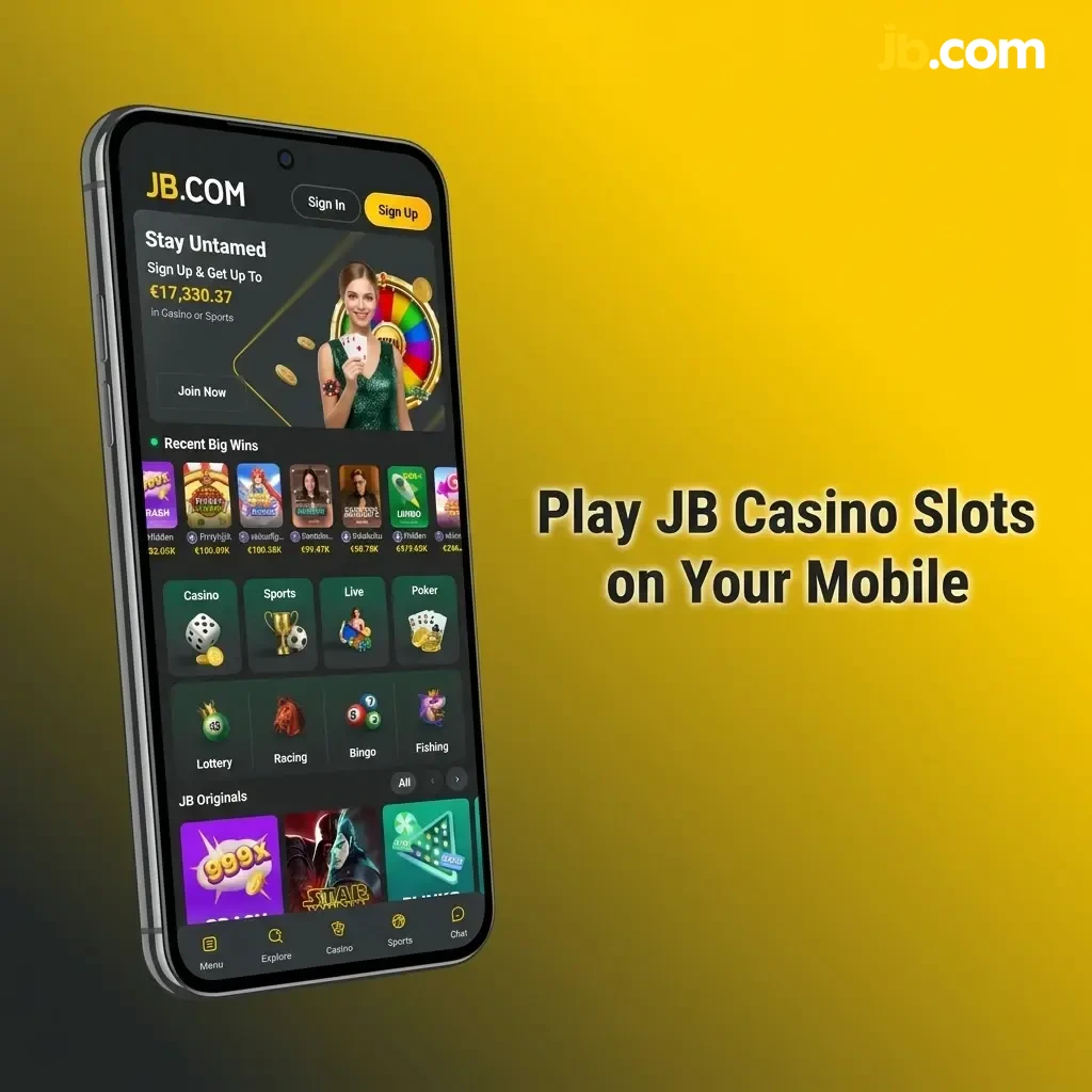 JB Casino mobile slots interface on smartphone with touch controls and PWA access for Belgian players