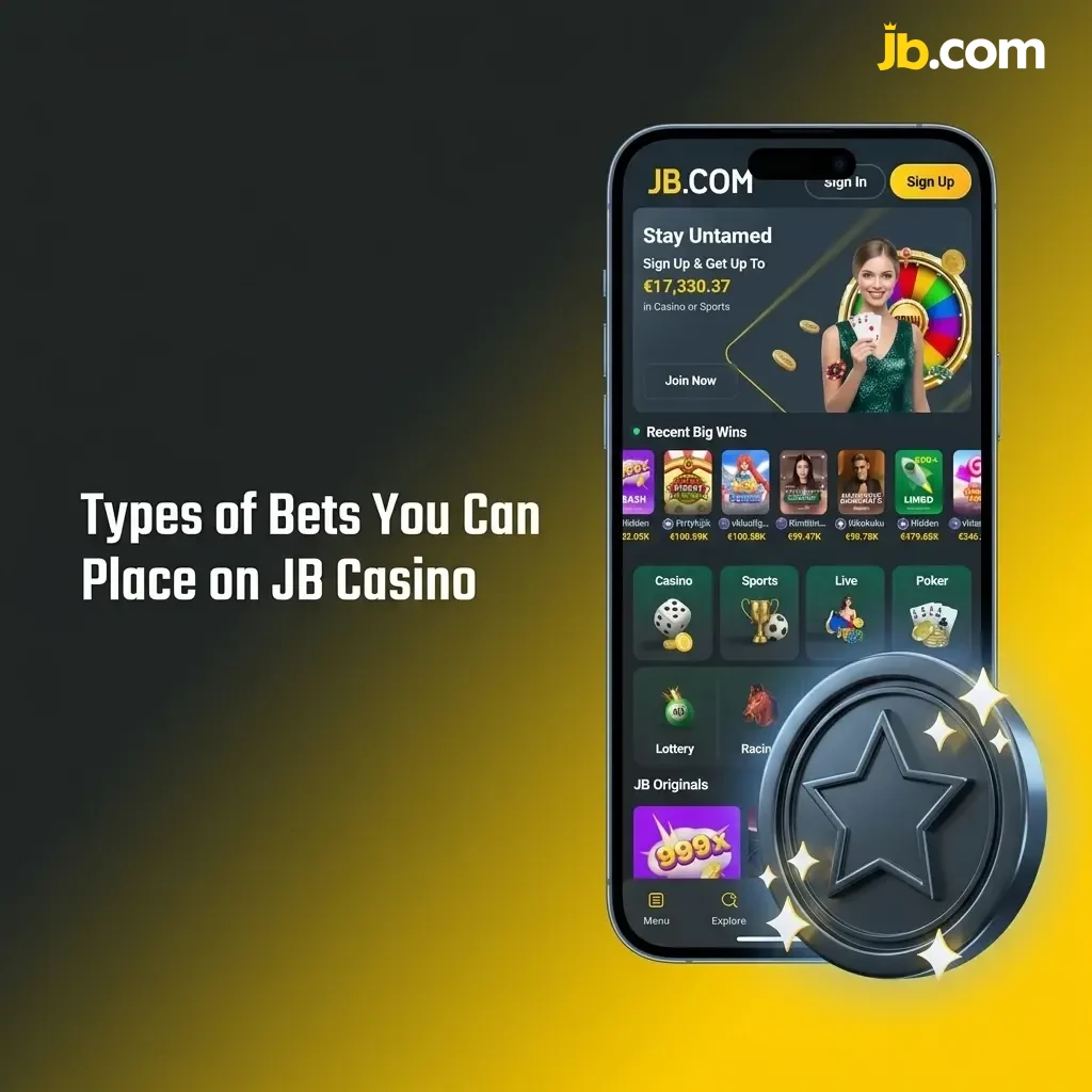Diagram showing JB Casino bet types: single, accumulator, double, treble, and system bets explained for all bettors